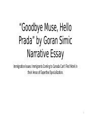 goodbye muse hello prada summary|Summary Example of Goodbye Muse by Goran Simic copy 2.